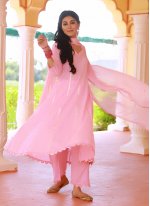 Pink Cotton Mirror Readymade Salwar Kameez