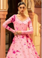 Pink Cotton Party Floor Length Trendy Gown