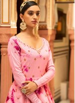 Pink Cotton Party Floor Length Trendy Gown