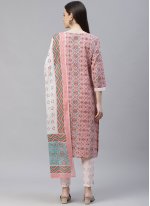 Pink Cotton Printed Designer Suit