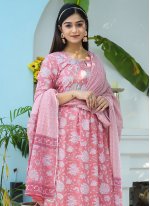 Pink Cotton Readymade Salwar Kameez