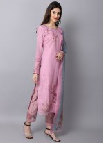 Pink Cotton Straight Salwar Suit