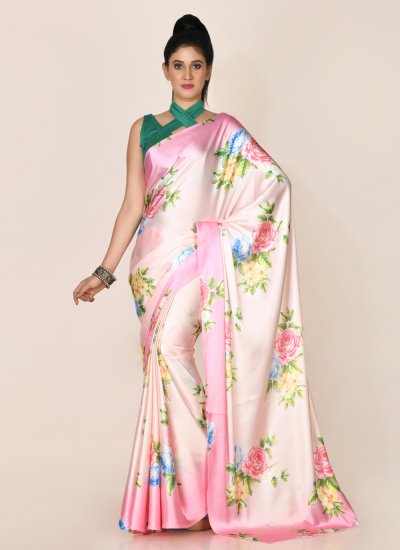 Pink Digital Print Ceremonial Classic Designer Saree