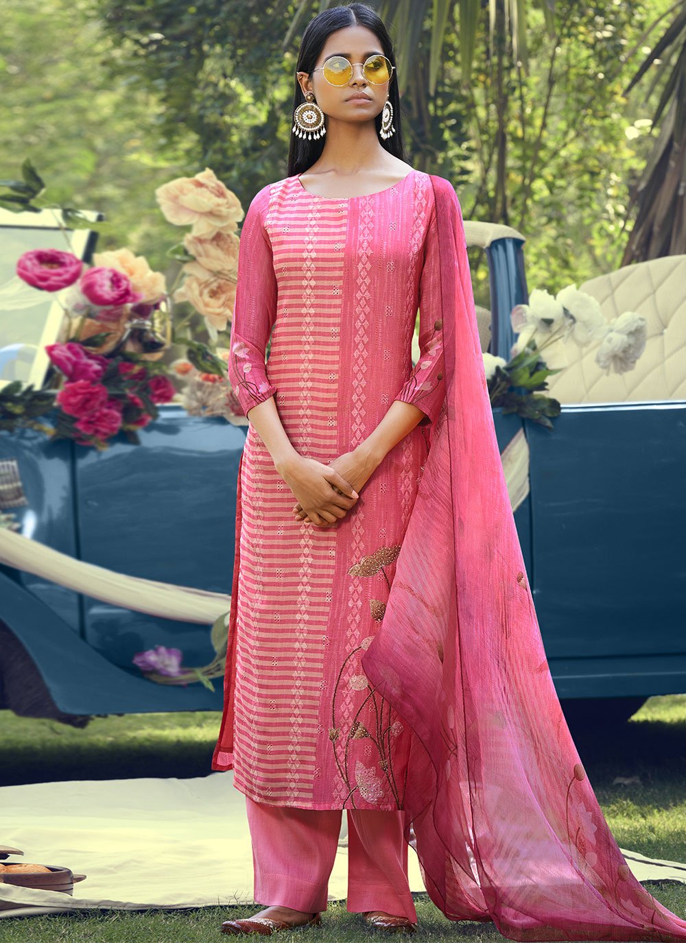 Pink Colour Women Salwar Kameez Georgette Fabric.