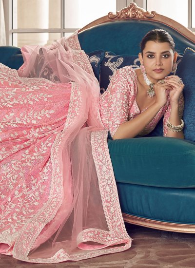 
                            Pink Embroidered Designer Lehenga Choli