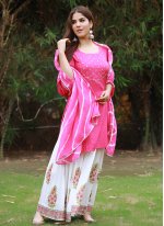 Pink Embroidered Fancy Fabric Readymade Designer Salwar Suit