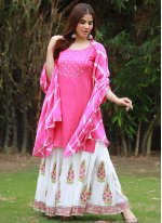 Pink Embroidered Fancy Fabric Readymade Designer Salwar Suit