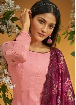 Pink Embroidered Georgette Trendy Salwar Kameez