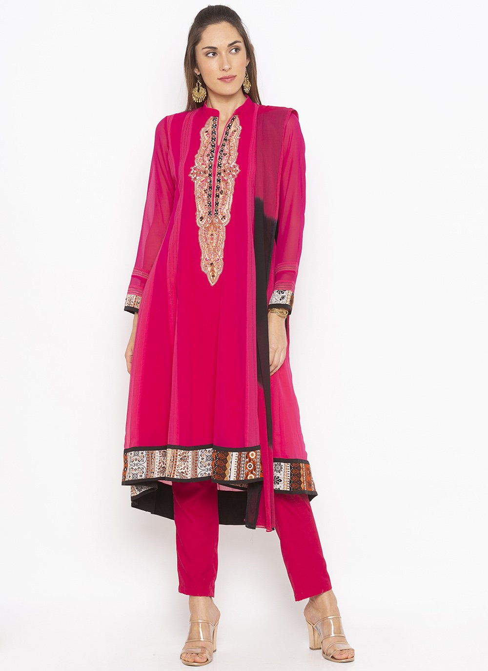 Pink Mehndi Silk Readymade Salwar Kameez