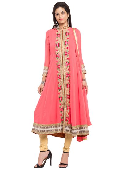 Pink Embroidered Party Readymade Anarkali Salwar Suit