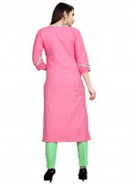 Pink Embroidered Party Wear Kurti
