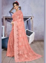 Pink Embroidered Sangeet Traditional Designer Saree