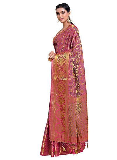 
                            Pink Engagement Kanjivaram Silk Classic Designer Saree