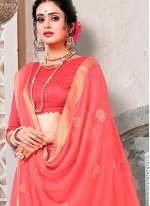 Pink Faux Chiffon Embroidered Trendy Saree
