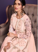 Pink Faux Georgette Embroidered Designer Pakistani Suit