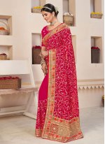 Pink Faux Georgette Embroidered Trendy Saree