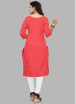 Pink Festival Blended Cotton Party Wear Kurti