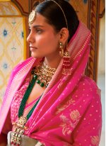 Pink Foil Print Wedding Trendy Saree