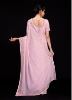 Pink Georgette Lucknowi work Trendy Saree