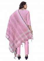 Pink Handloom Cotton Pant Style Suit