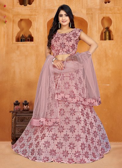 Pink Imported Sequins Designer Lehenga Choli