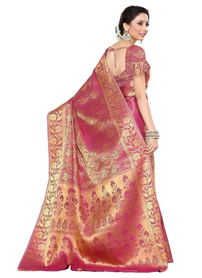 
                            Pink Kanjivaram Silk Contemporary Saree