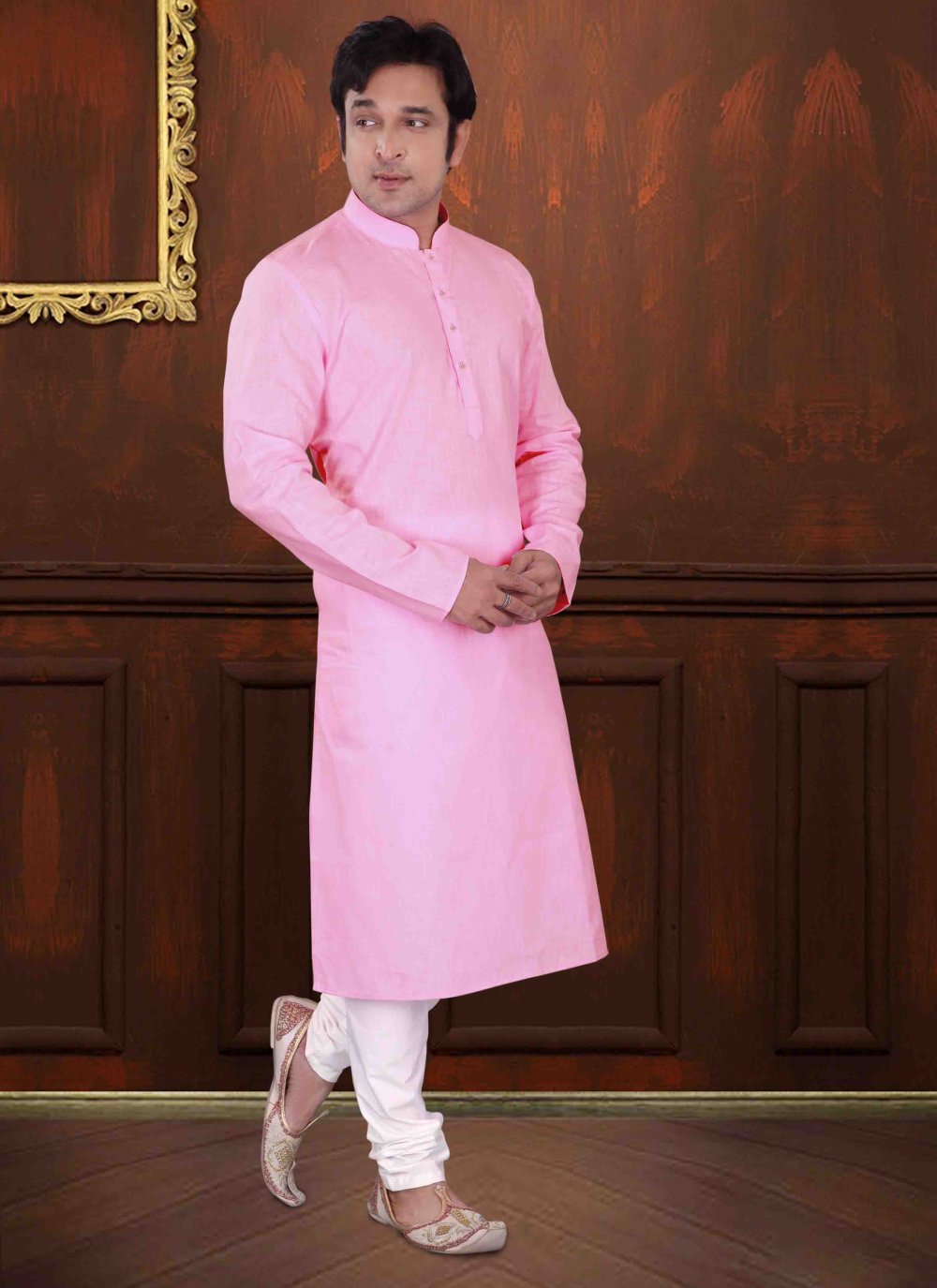 Pink Mehndi Cotton Kurta Pyjama