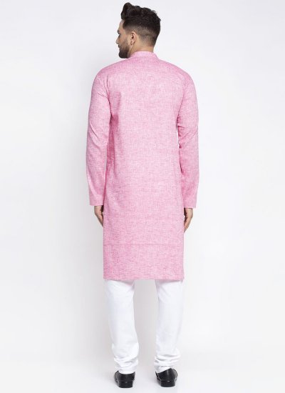 
                            Pink Mehndi Cotton Kurta Pyjama