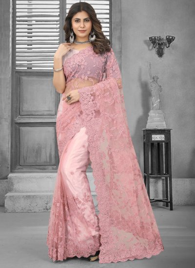 Pink Net Classic Designer Saree