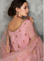 Pink Net Sangeet Floor Length Anarkali Suit