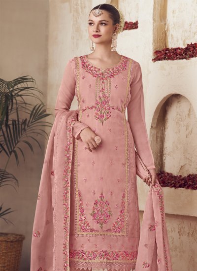 Pink Organza Trendy Salwar Suit