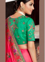 Pink Patch Border Fancy Fabric Designer Saree