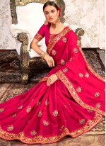 Pink Patch Border Festival Traditional Saree