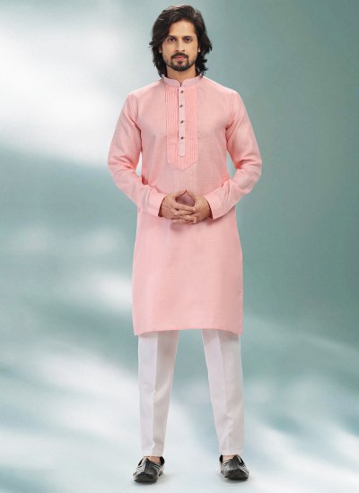 Pink Plain Kurta Pyjama