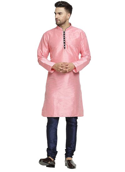 Pink Plain Sangeet Kurta Pyjama