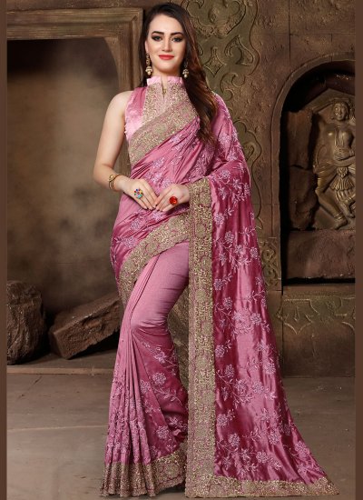 Pink Resham Designer Traditional Saree