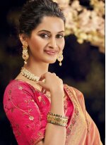 Pink Resham Silk Designer Saree