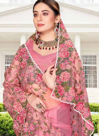 Pink Resham Trendy Saree