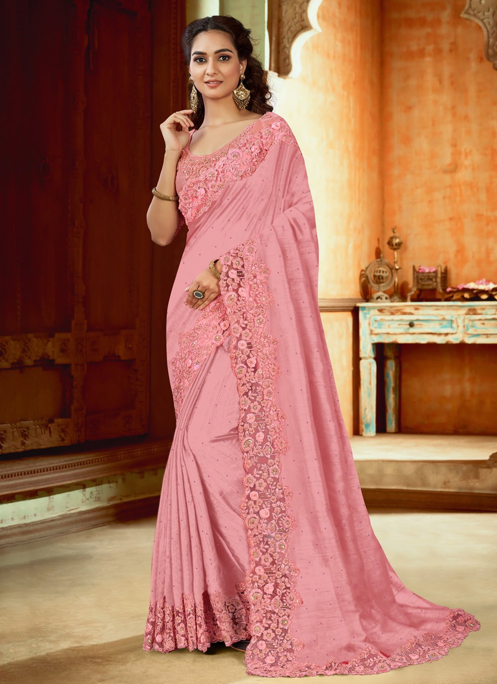 Buy Stunning Wine Chevron Pattern Satin Saree with Blouse Online in USA –  Pure Elegance