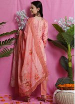 Pink Satin Digital Print Straight Salwar Suit