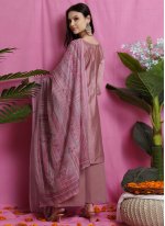 Pink Sequins Art Silk Straight Salwar Suit