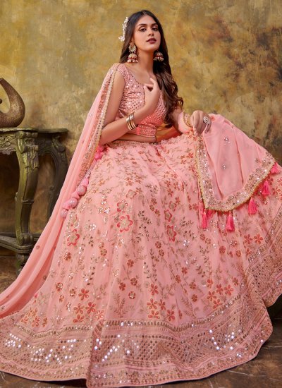 Pink Sequins Engagement Designer Lehenga Choli