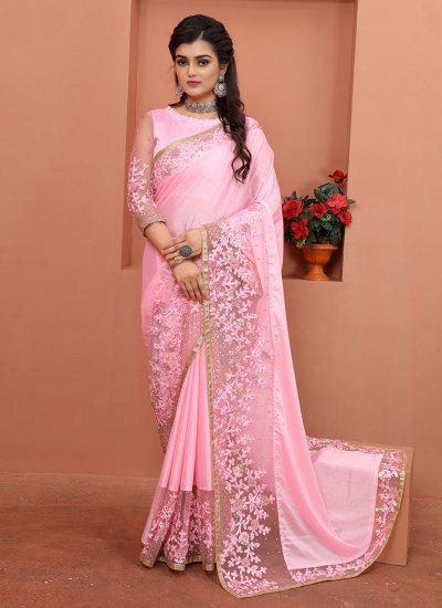 Pink Silk Stone Designer Saree