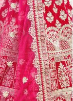 Pink Thread Velvet Lehenga Choli