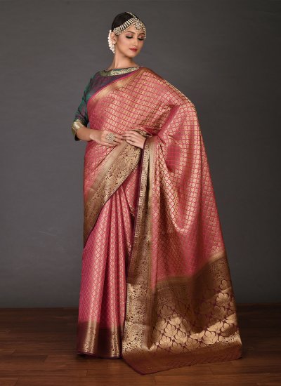 Pink Weaving Ceremonial Traditional Saree