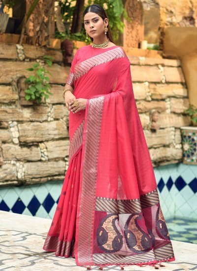 Pink Weaving Sangeet Trendy Saree