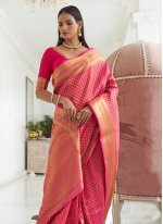 Pink Weaving Traditional Designer Saree
