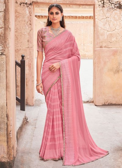 Pink Weight Less Party Contemporary Style Saree