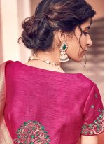 Pink Woven Banarasi Silk Trendy Saree