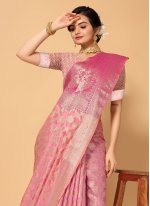 Pink Woven Festival Traditional Saree